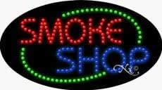 שלט חנות עשן LED לתצוגות עסקיות | שלט האור אלקטרוני סגלגל מהבהב לחנויות עשן | 15 H x 27 W x 1 D